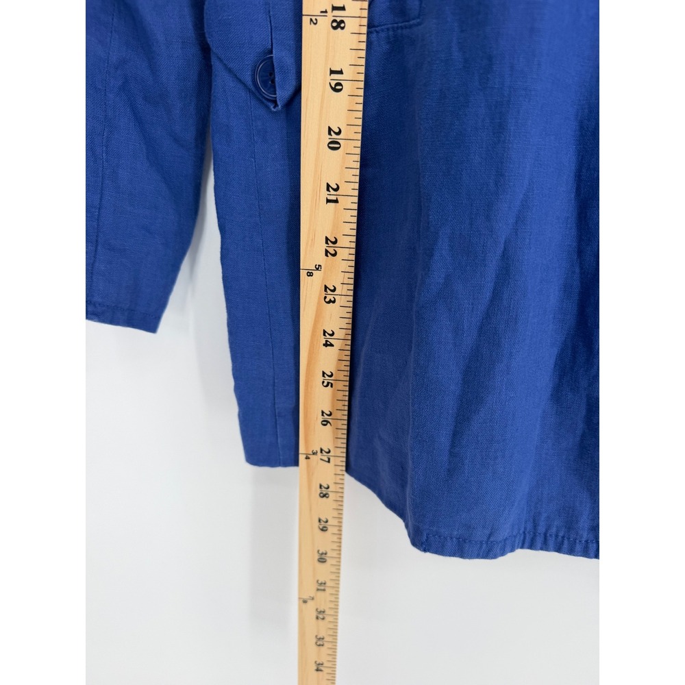 Madewell Linen Blazer S Blue Single Button Relaxed Coastal Grandmother Chic - Picture 6 of 9